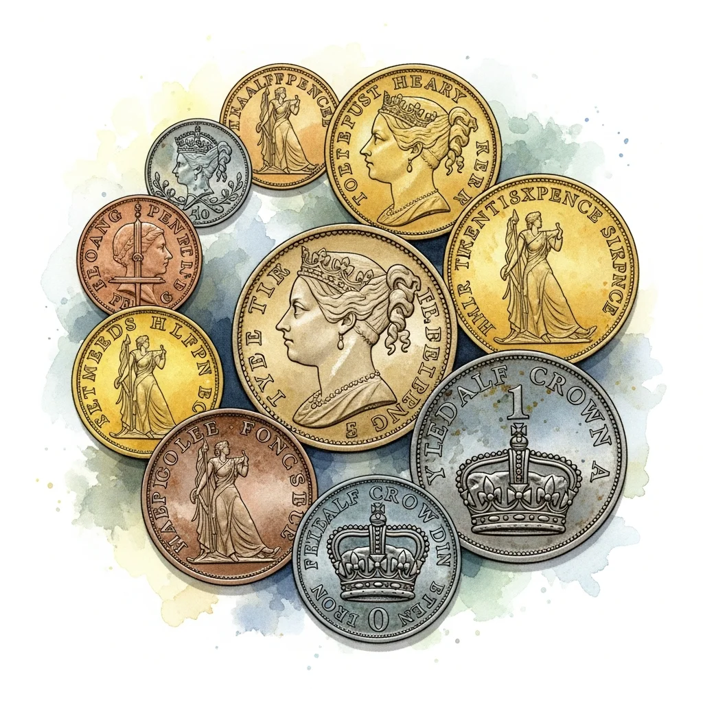Various denominations of Young Head coinage